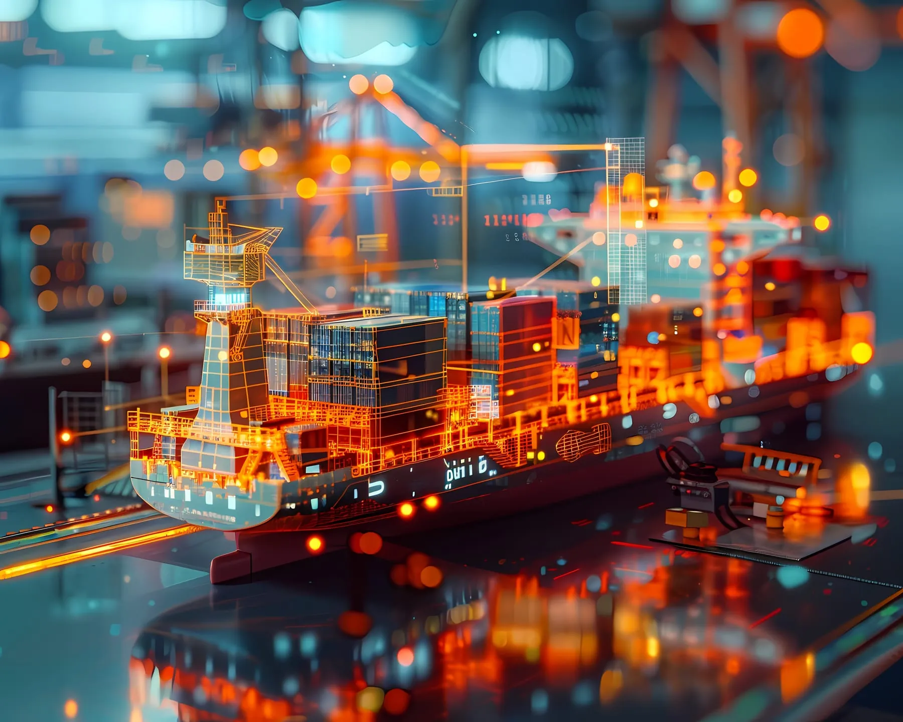 Technological futuristic holograms logistics means transport