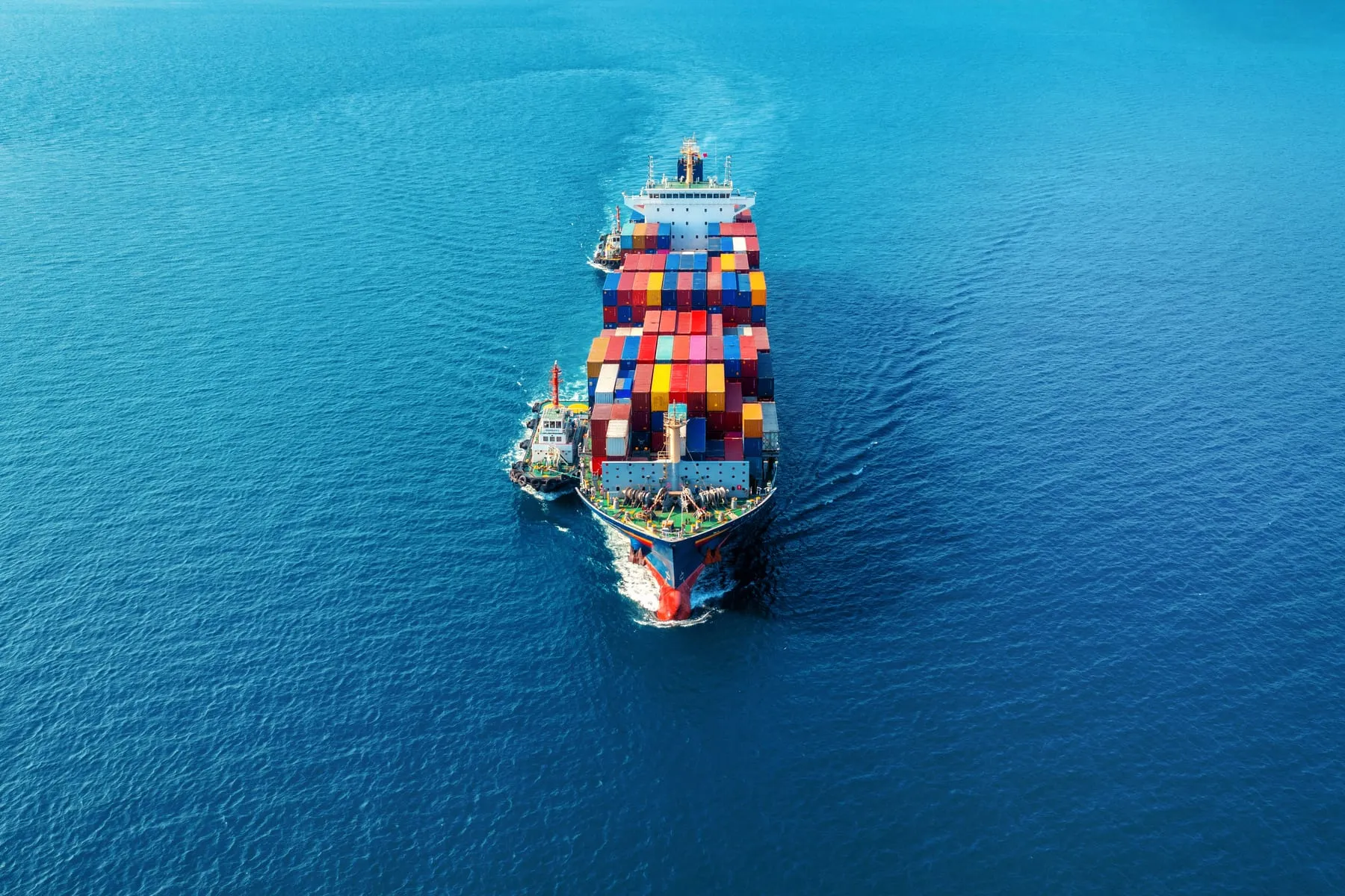 Aerial view cargo ship with cargo container sea