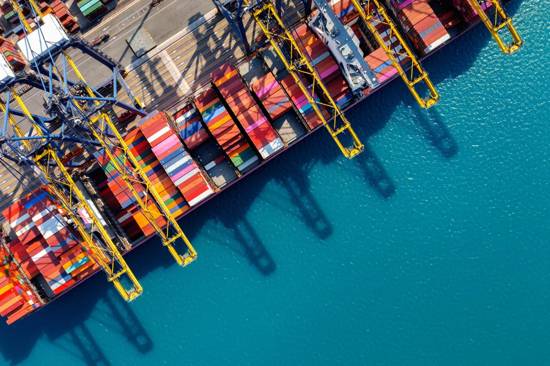 Aerial view cargo ship cargo container