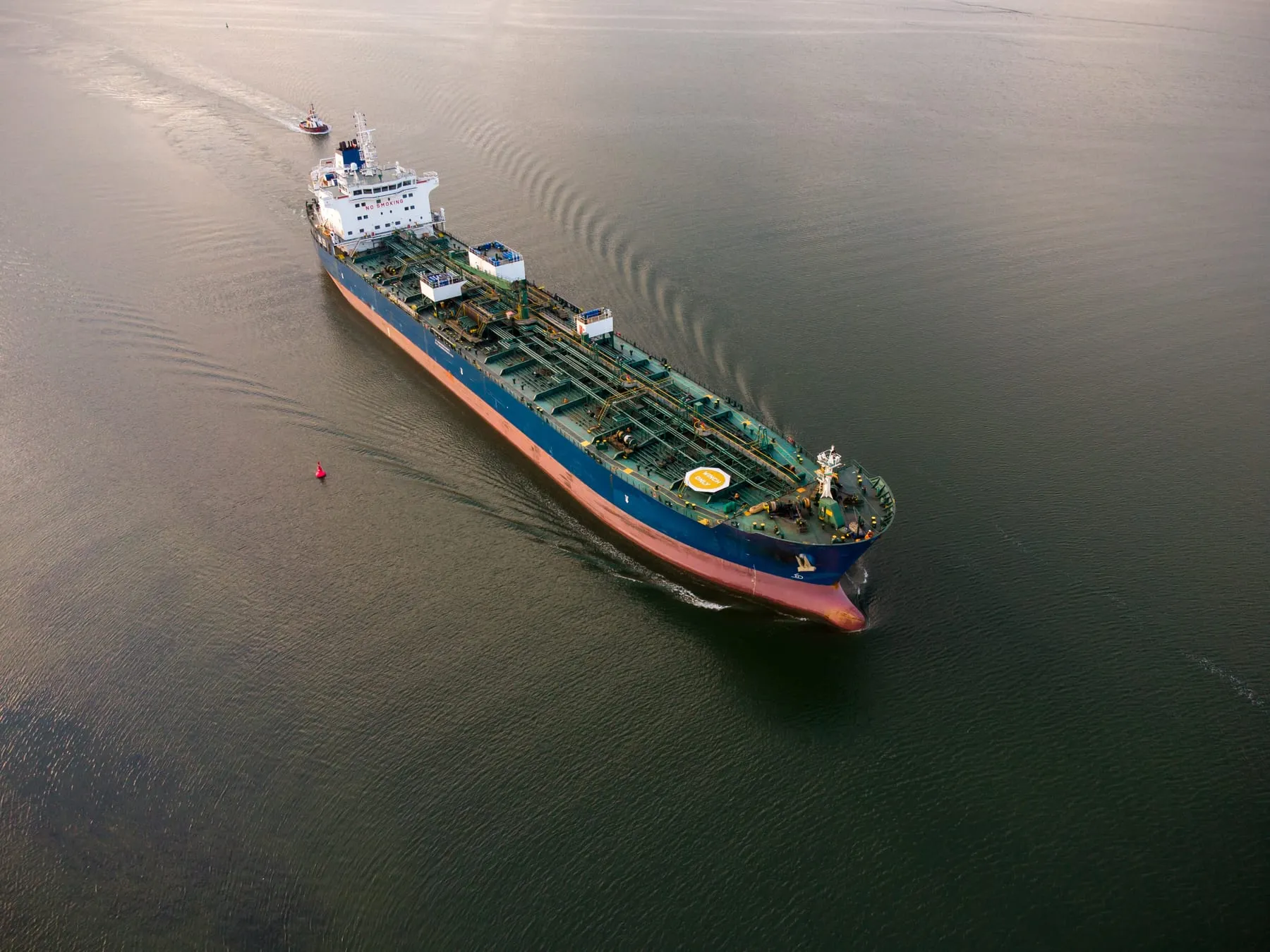 Large general cargo ship tanker bulk carrier aerial view