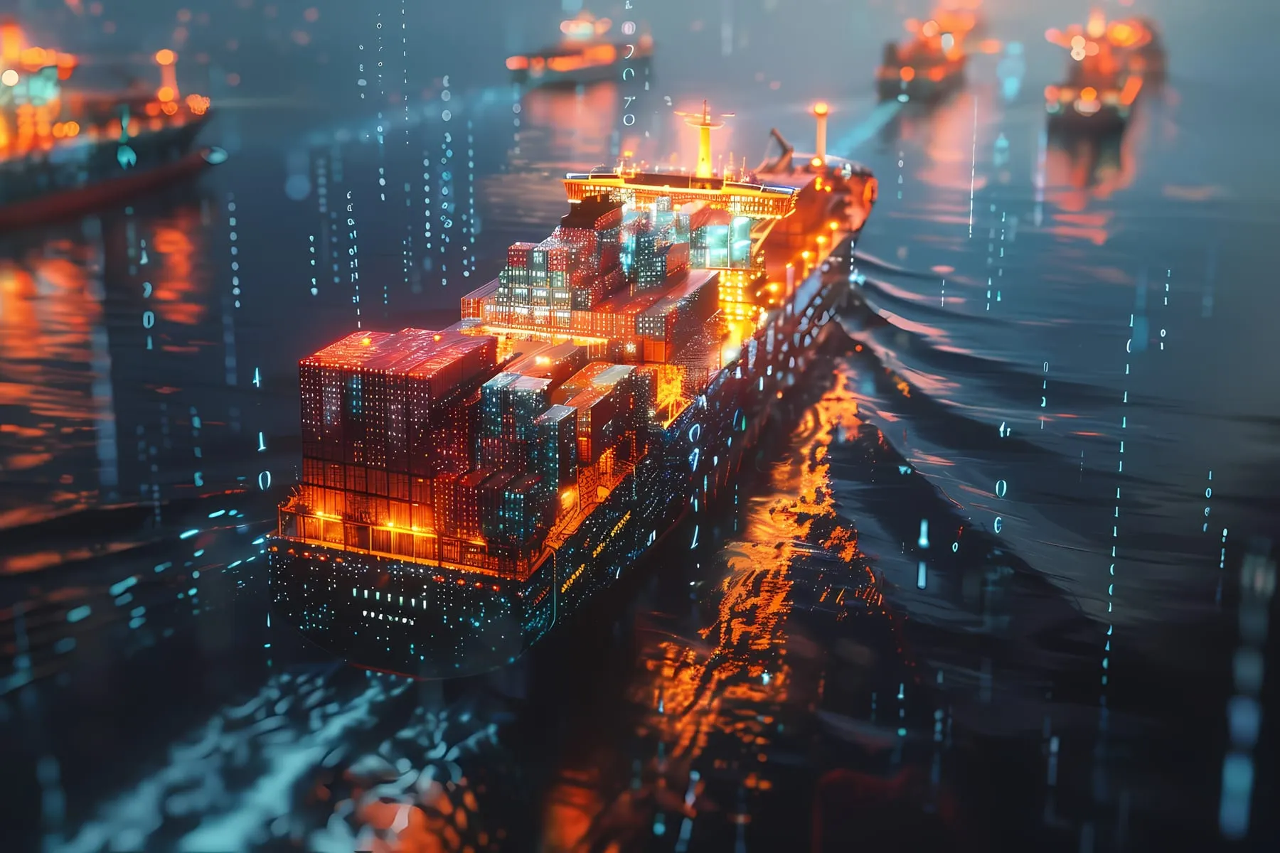 Logistics means transport together with technological futuristic holograms