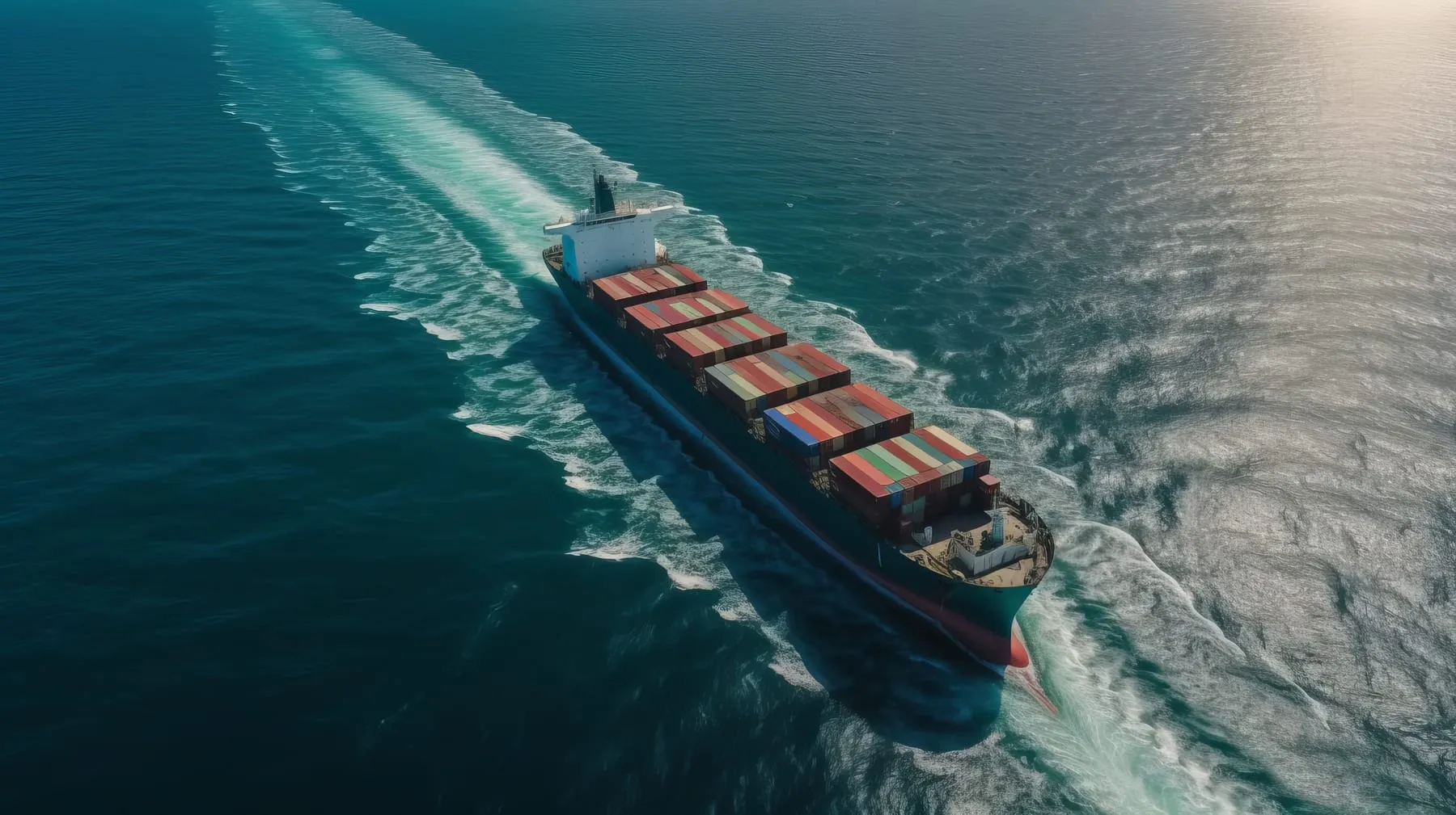 Aerial top view big container ship sea