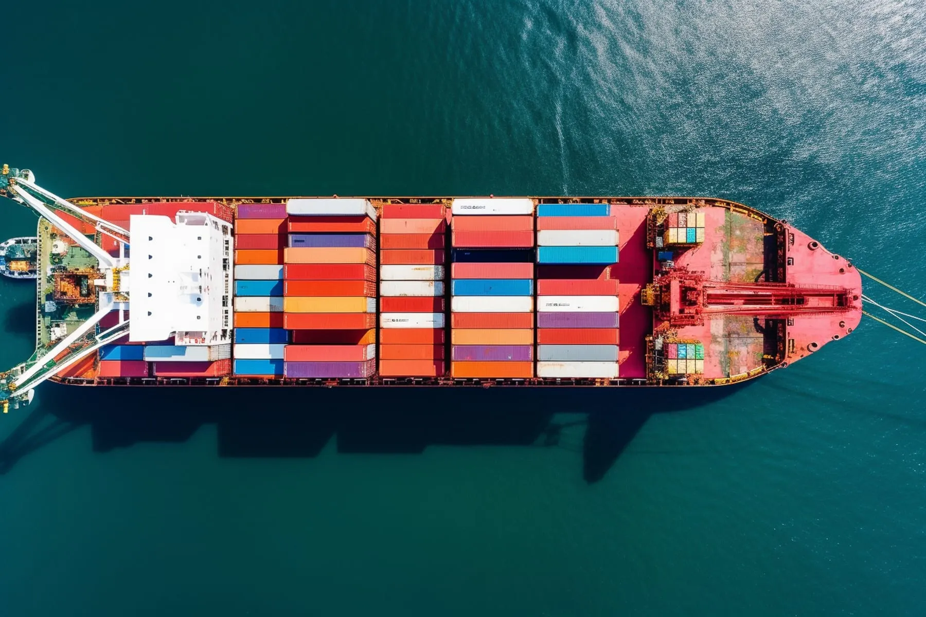 Top view container ship aerial business logistic freight shipping import export