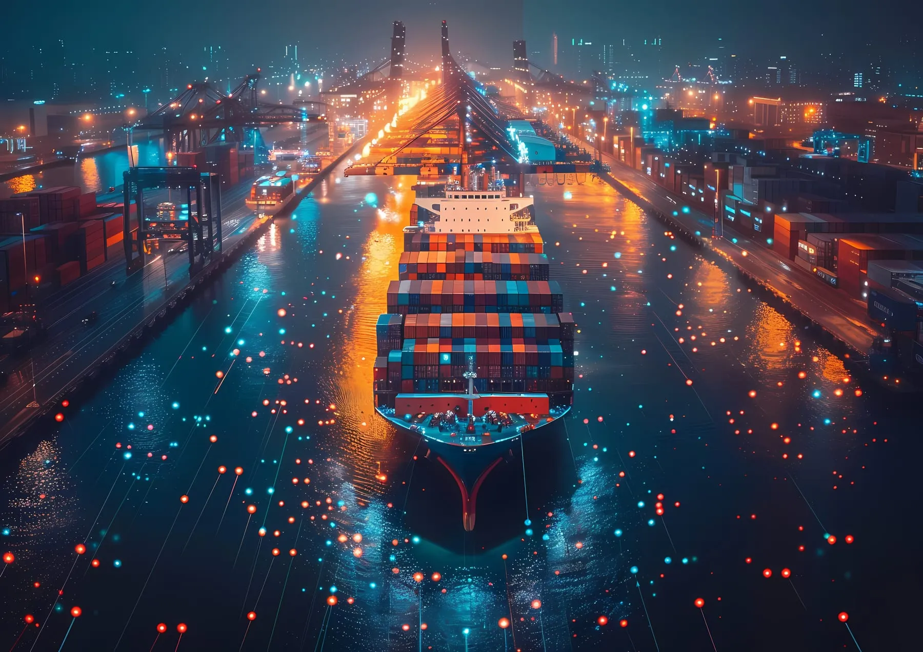 Technological futuristic holograms logistics means transport